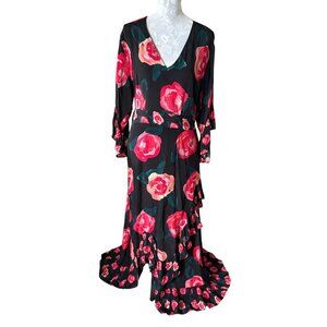 Floral Maxi Dress - Black and Red